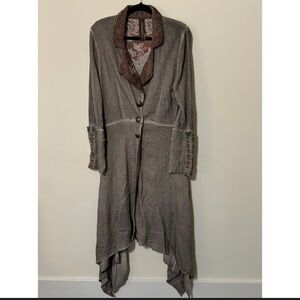 Aratta Long Jacket with brass buttons and embroidery